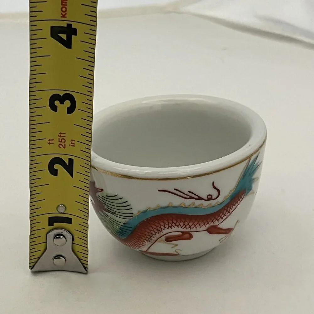 Made In Japan Painted Dragon Restaurant Ware Used Sake Cup Bowl - Picture 15 of 16